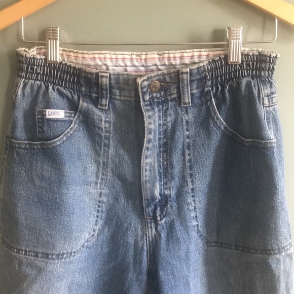 Vintage lee 90’s high rise elastic waist tapered mom jeans. Retro comfy size 8P - Picture 3 of 13
